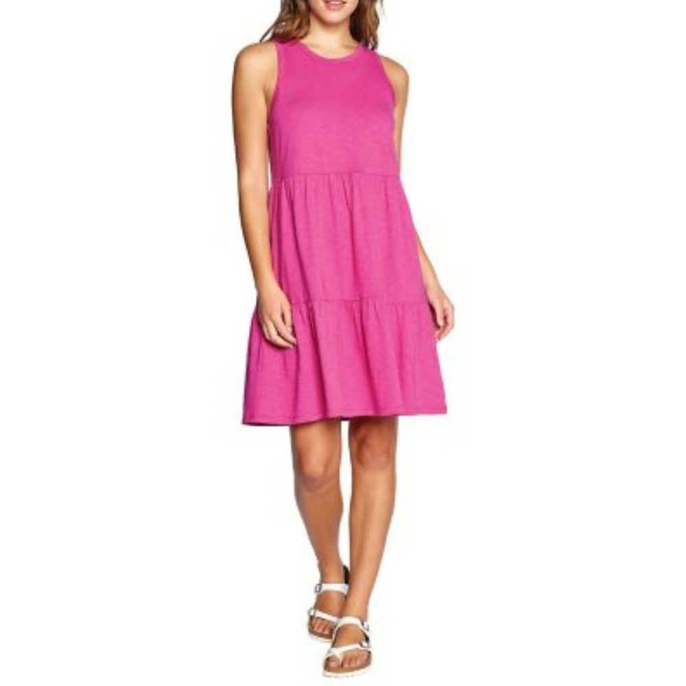 NWT Gap Summer Dress Tiered Hemline Slub Jersey Very Berry XXL